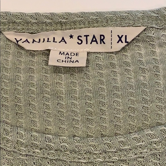 NWT Vanilla Star Green Elastic Waist Waffle Top - Picture 3 of 5